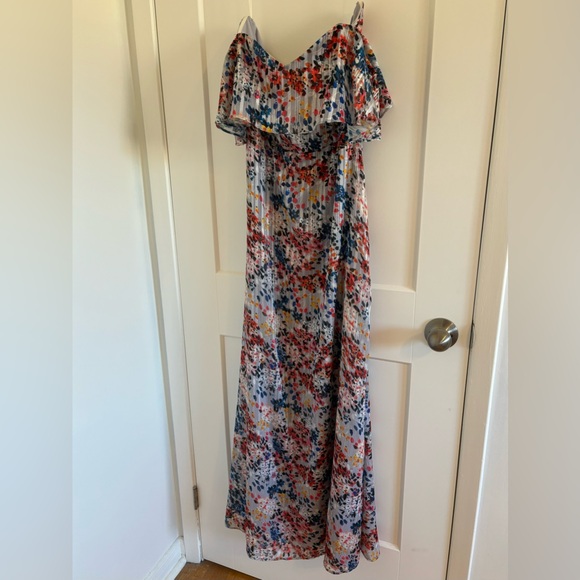 Devin Beth strapless Maxi Dress, painted blue- size medium - Picture 3 of 8